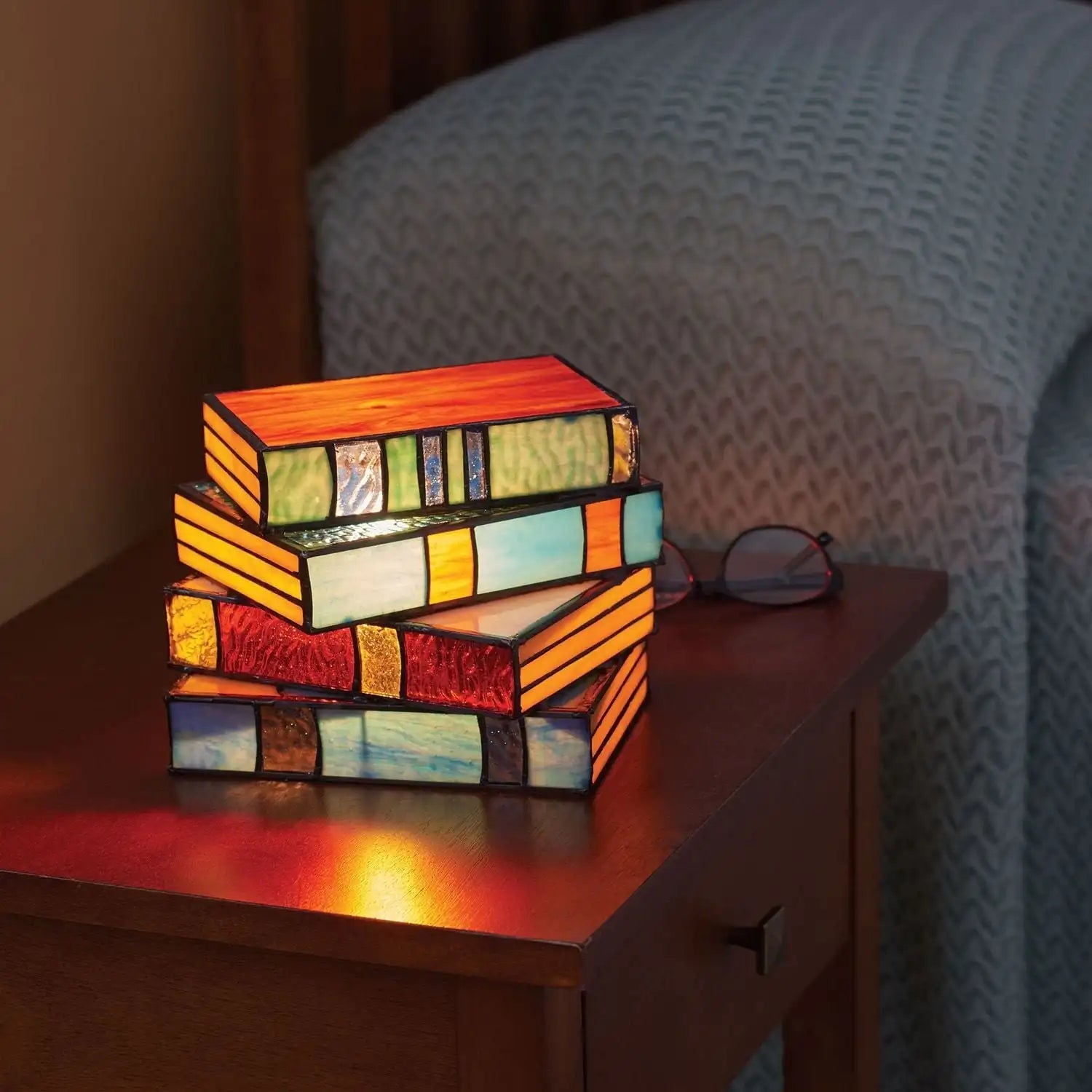 GlassNovel - Stained Glass Books Lamp
